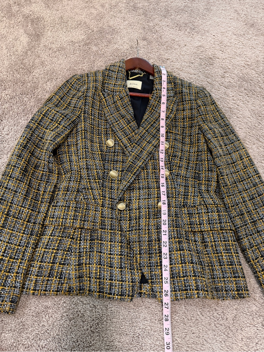 Elie Tahari Black, White & Mustard Tweed Jacket - Picture 8 of 11
